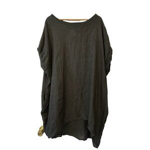 Meo Meli Black Linen Oversized Dress Pocket NWT Lagenlook Minimalist boho